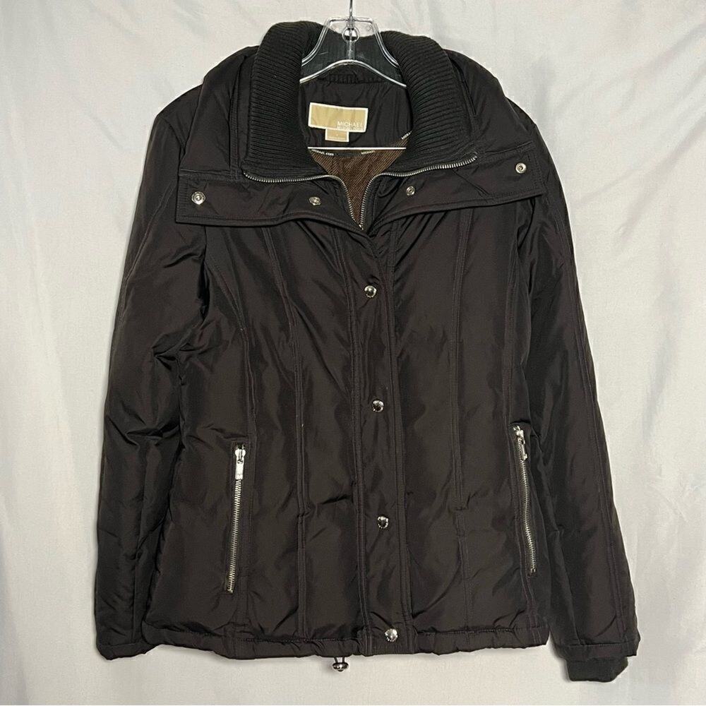 Michael Kors Down Waterfowl Puffer Jacket Brown Winter Snow Coat Womens‎ S